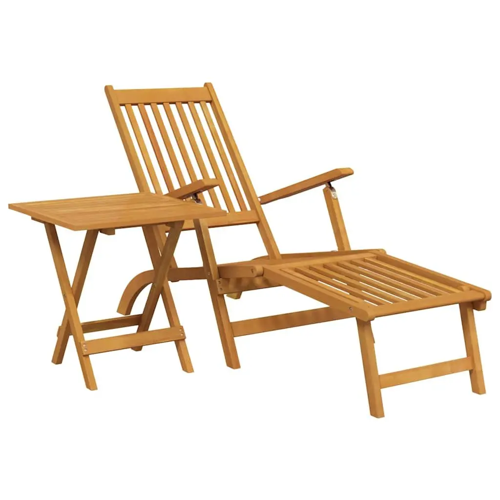 Outdoor Deck Chair with Footrest and Table