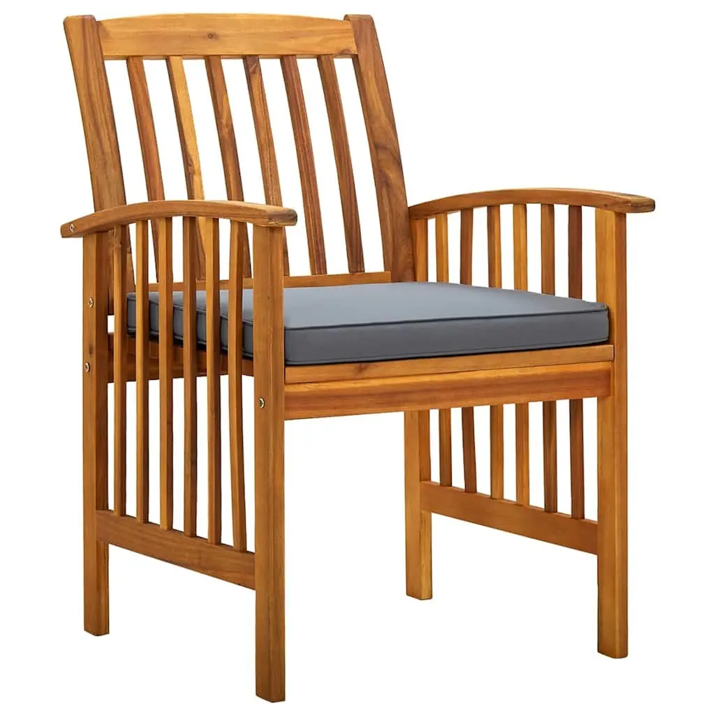 Outdoor Dining Chairs Solid Wood Grey 4 Piece Set with Cushions