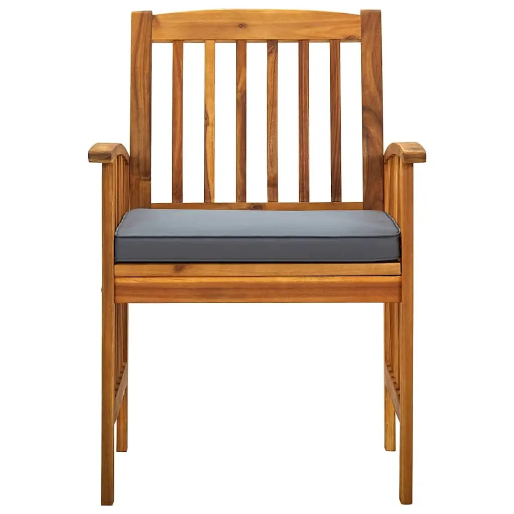 Outdoor Dining Chairs Solid Wood Grey 4 Piece Set with Cushions