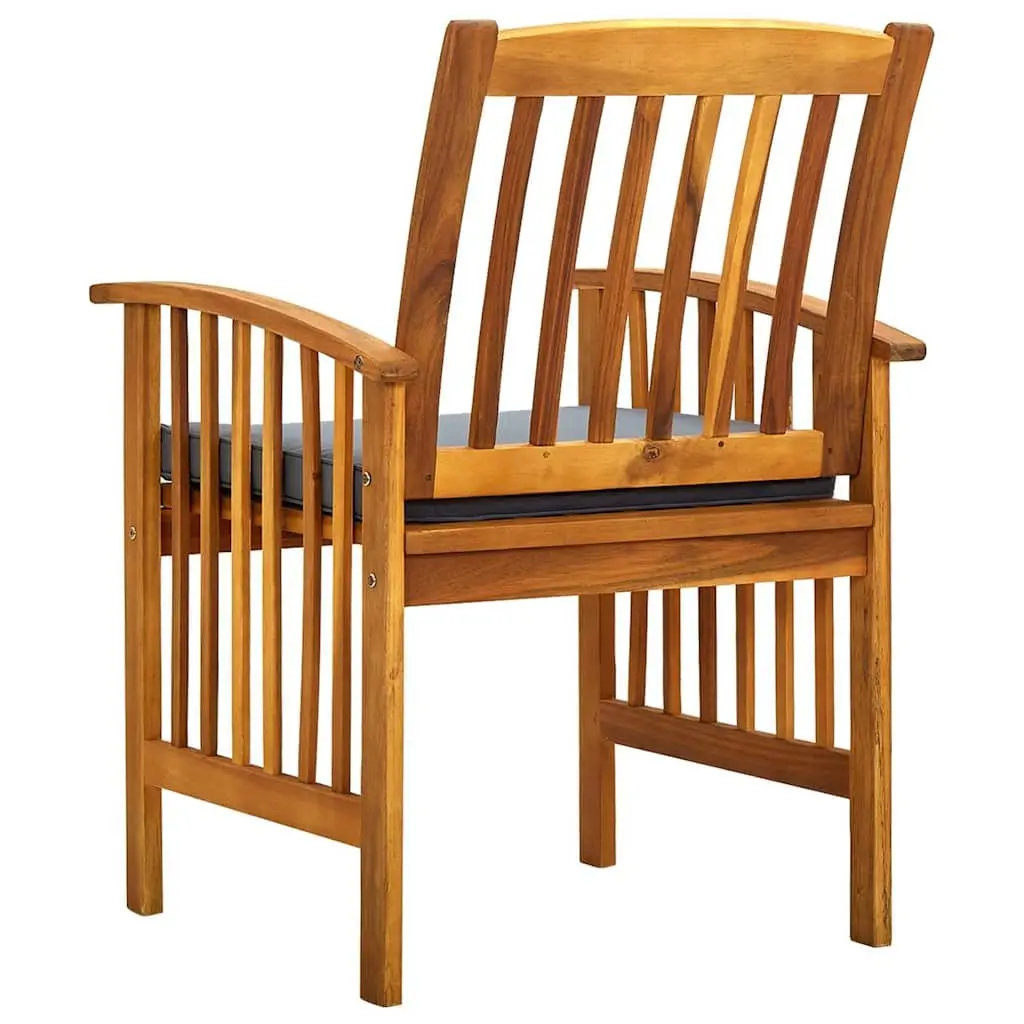 Outdoor Dining Chairs Solid Wood Grey 4 Piece Set with Cushions
