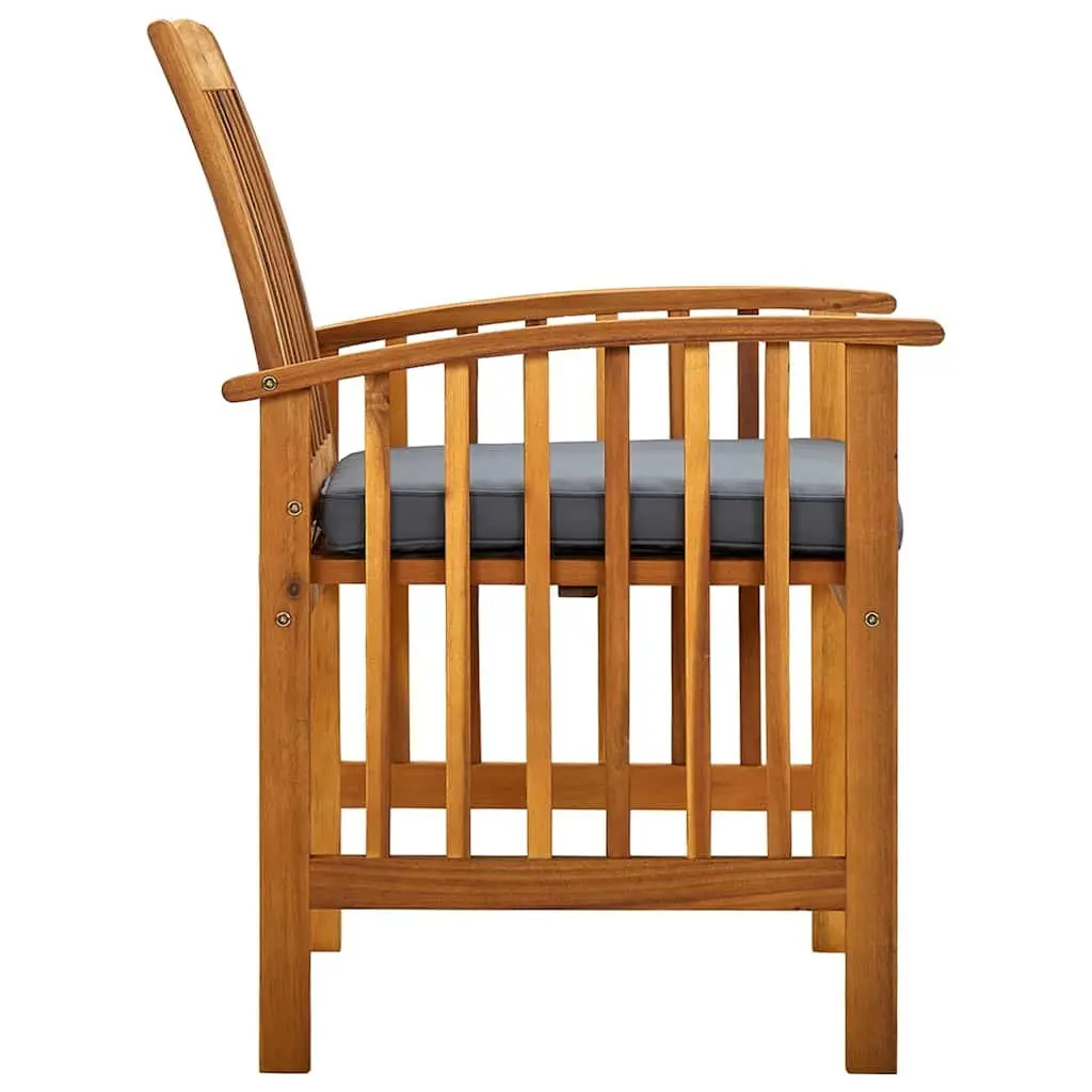 Outdoor Dining Chairs Solid Wood Grey 4 Piece Set with Cushions