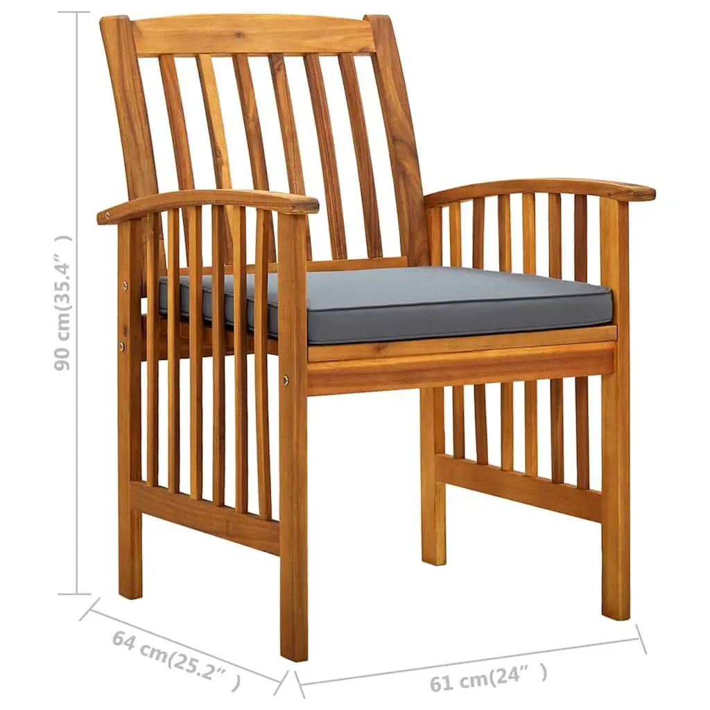 Outdoor Dining Chairs Solid Wood Grey 4 Piece Set with Cushions
