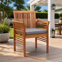 Set of 4 Solid Wood Outdoor Dining Chairs with Cushions