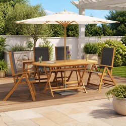 Solid Wood Folding Garden Chairs - 4-Piece Set