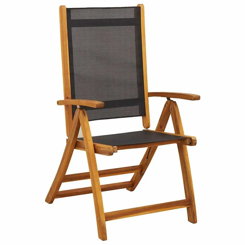 Folding Garden Chairs 4 Pieces Solid Wood Acacia Textilene Outdoor Patio Seating