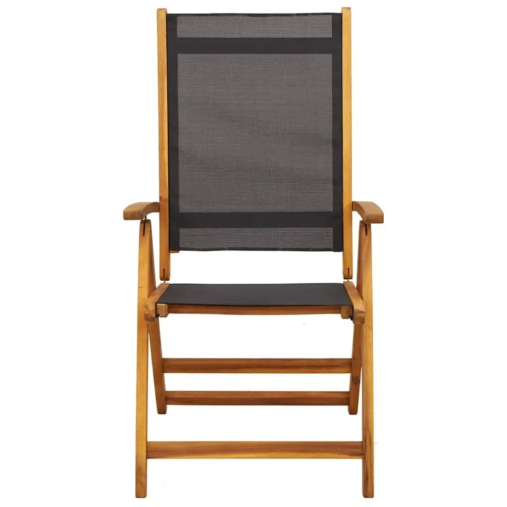 Folding Garden Chairs 4 Pieces Solid Wood Acacia Textilene Outdoor Patio Seating