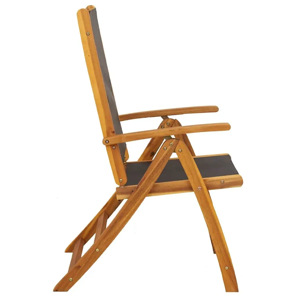 Folding Garden Chairs 4 Pieces Solid Wood Acacia Textilene Outdoor Patio Seating