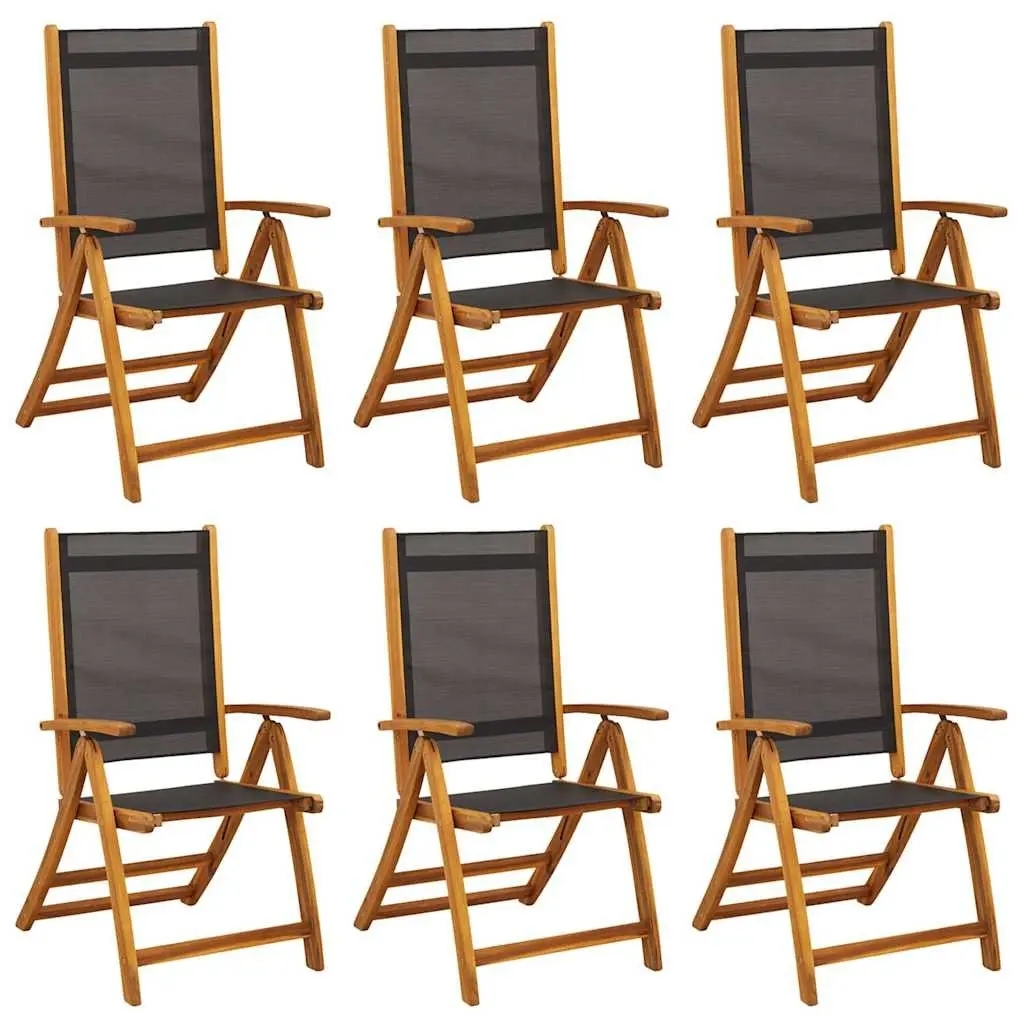 Folding Garden Chairs Set Acacia Wood 6 Piece Brown