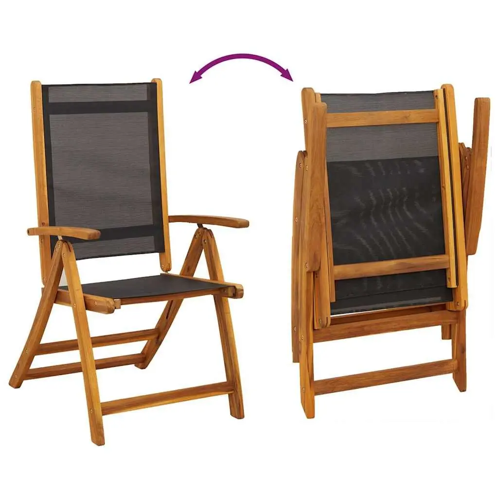 Folding Garden Chairs Set Acacia Wood 6 Piece Brown