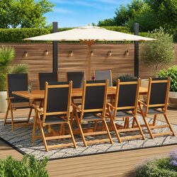 8-Piece Outdoor Folding Garden Chairs Set in Acacia Wood