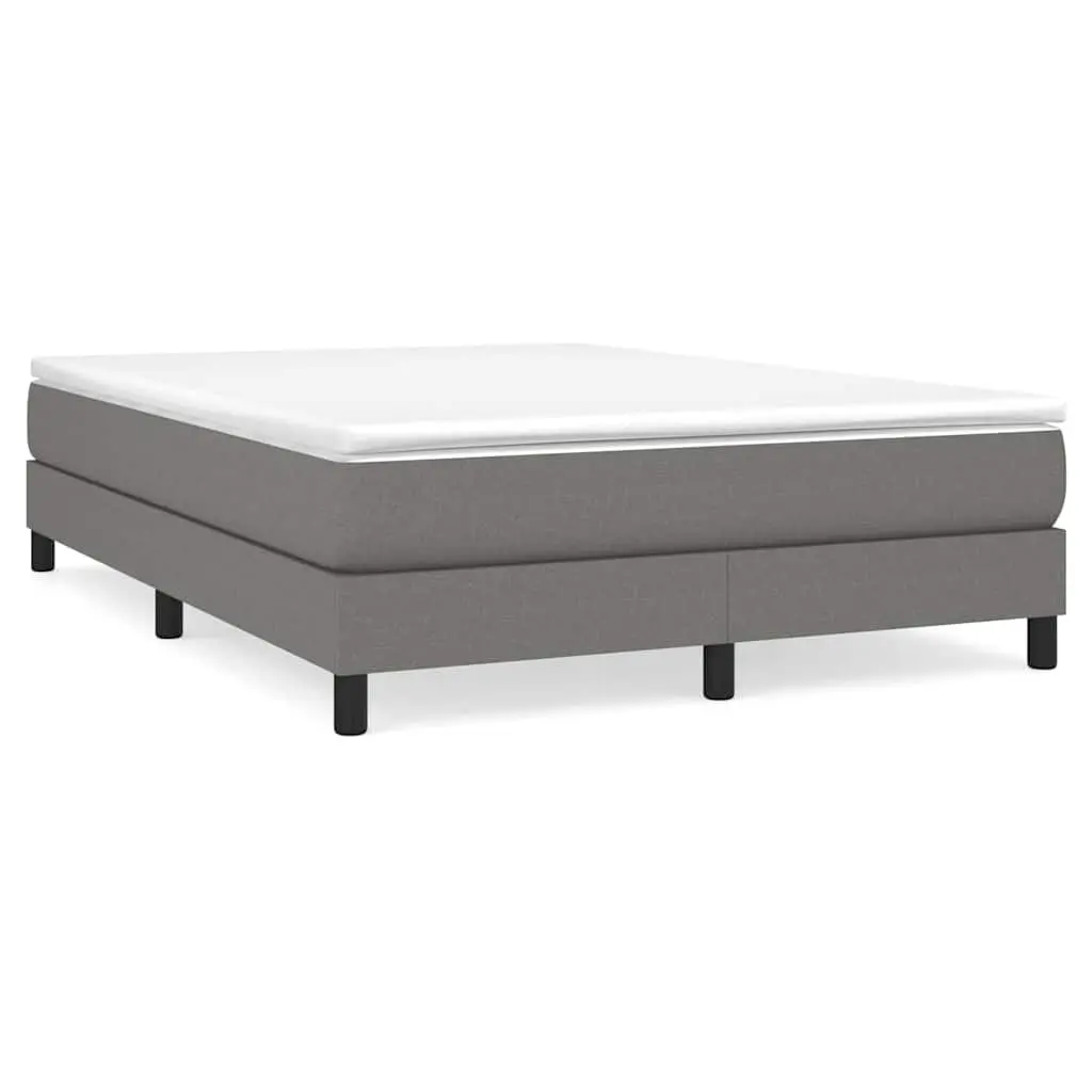 Box Spring Bed Frame Fabric Double Grey