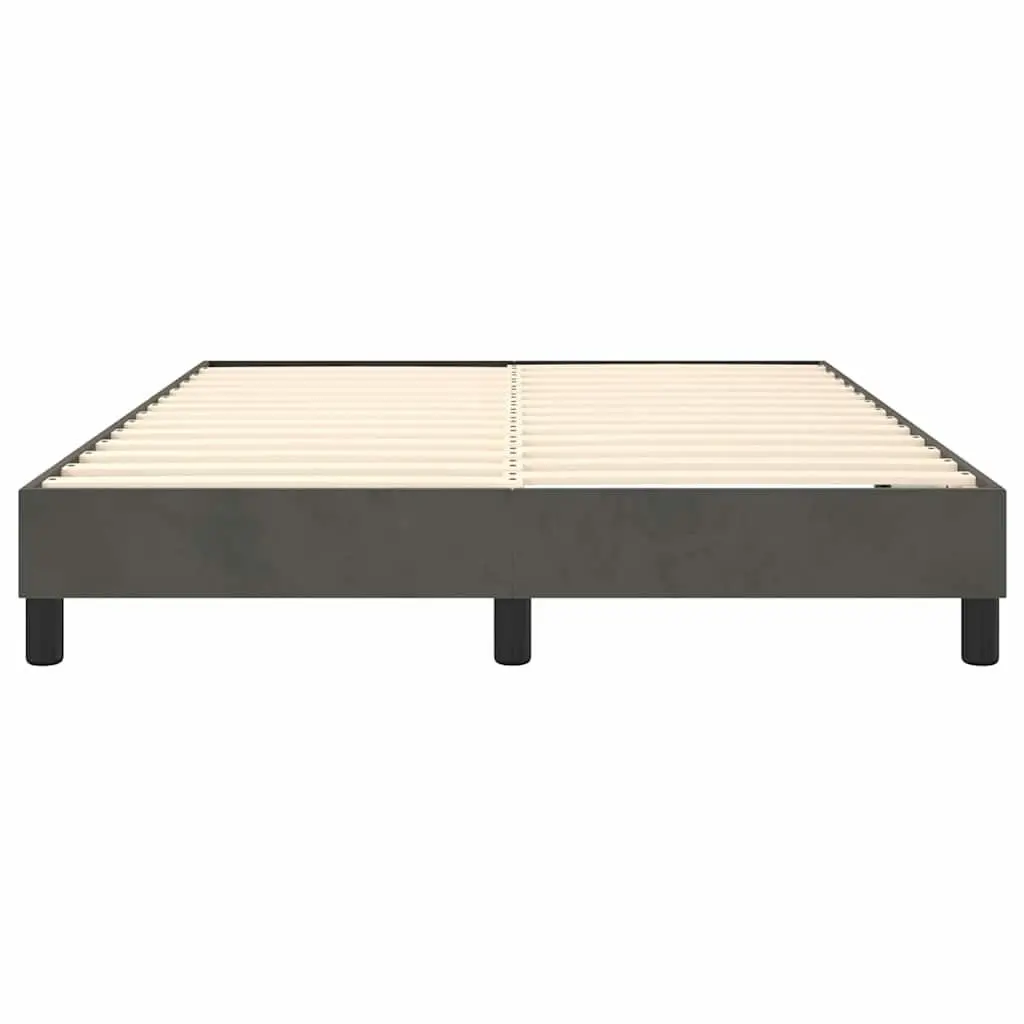 Queen Size Grey Velvet Box Spring Bed Frame