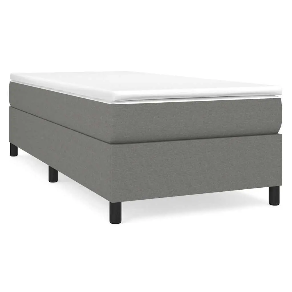 King Single Grey Fabric Box Spring Bed Frame with Support