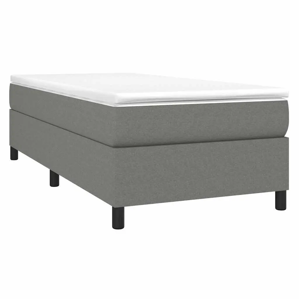 King Single Grey Fabric Box Spring Bed Frame with Support