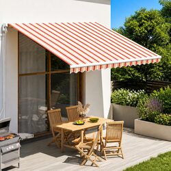 Awning Replacement Fabric Polyester Yellow Orange 4x3.5m Patio Garden Sunshade