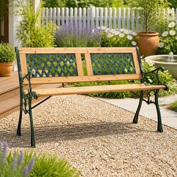 Durable Garden Bench 122cm with Cast Iron and Wood