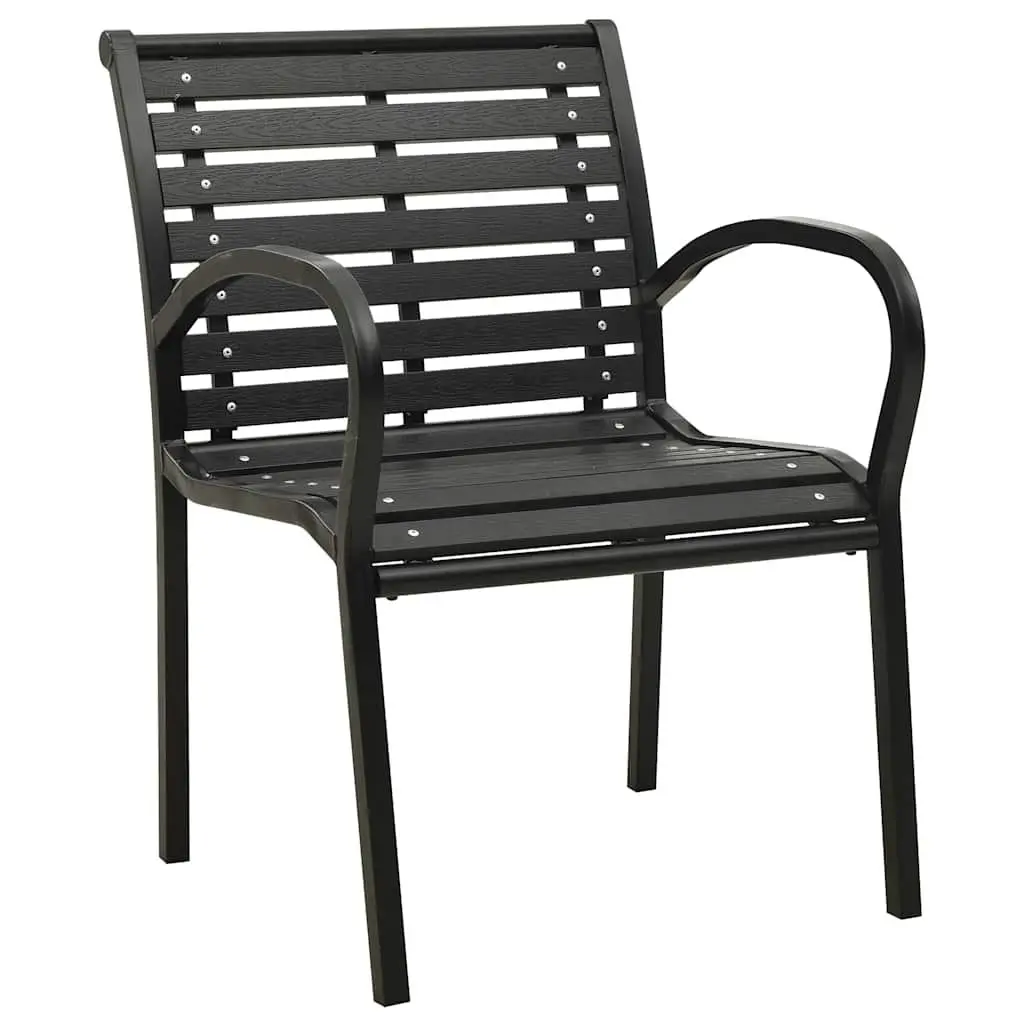 Steel WPC Outdoor Chairs 2 pcs Stackable Patio Seating