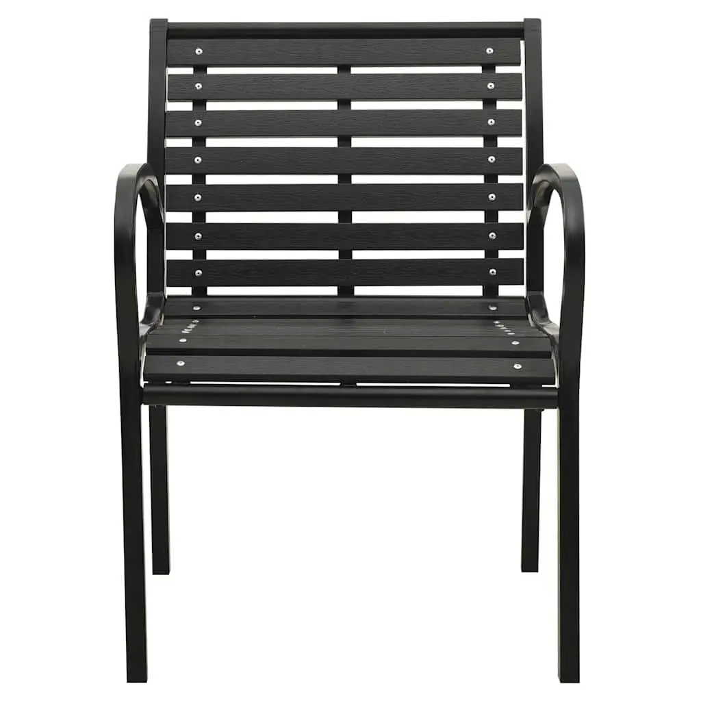 Steel WPC Outdoor Chairs 2 pcs Stackable Patio Seating