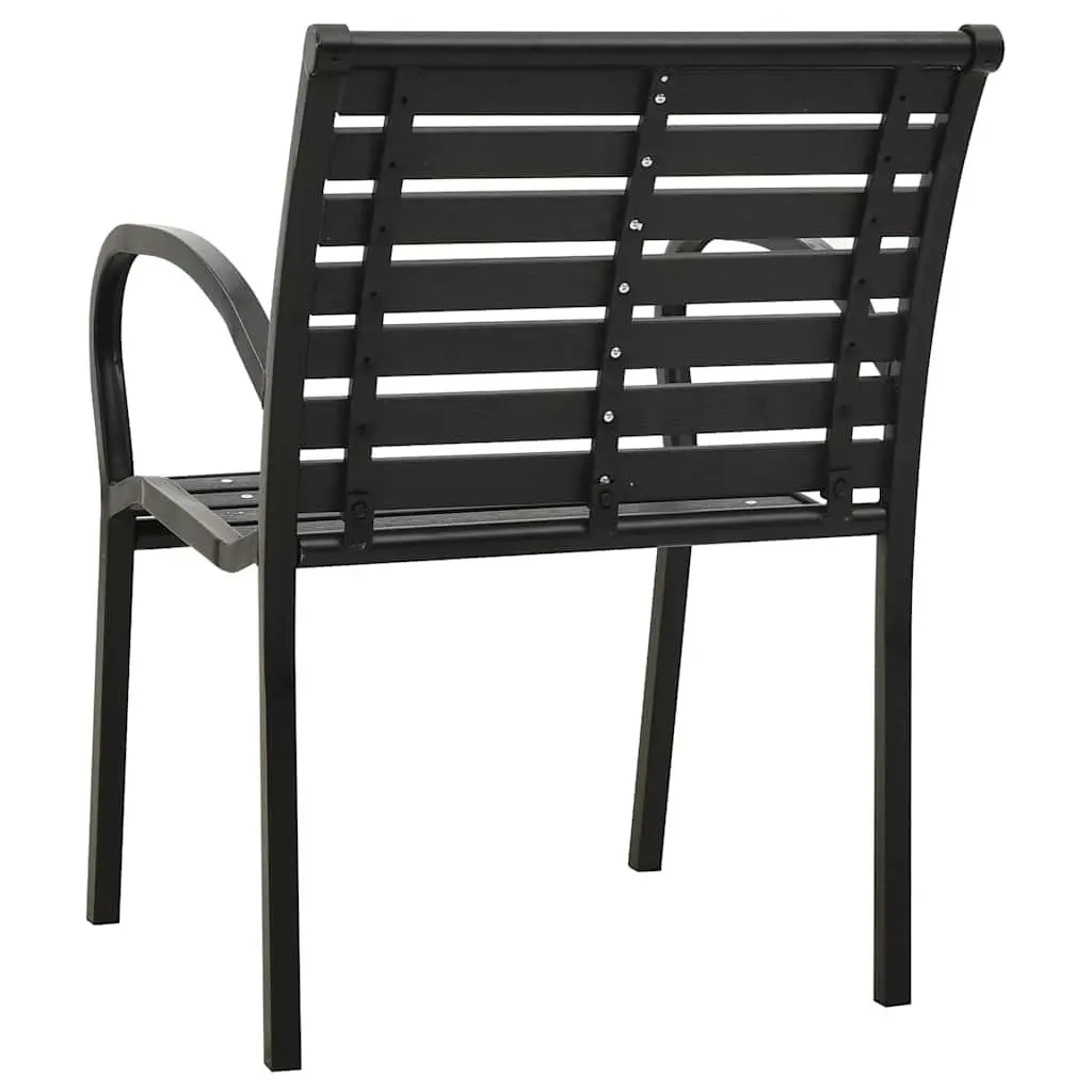 Steel WPC Outdoor Chairs 2 pcs Stackable Patio Seating