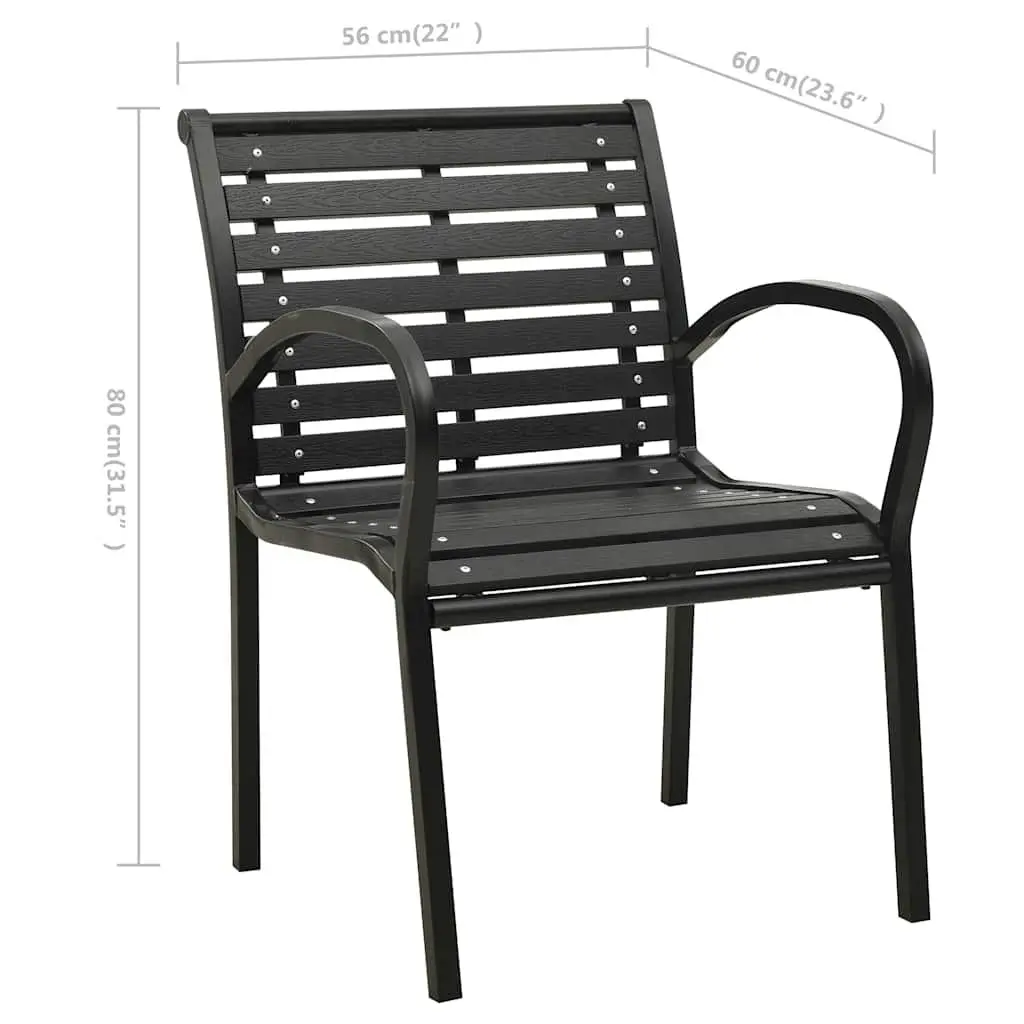 Steel WPC Outdoor Chairs 2 pcs Stackable Patio Seating