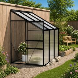 Robust Anthracite Greenhouse with Aluminium Frame and PC Panels