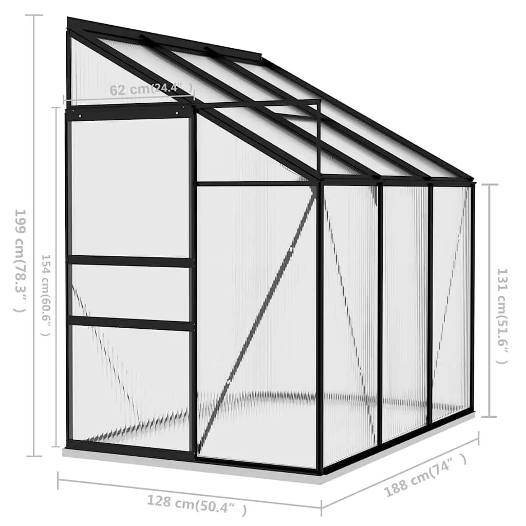 Anthracite Greenhouse with Aluminium Frame and PC Panels