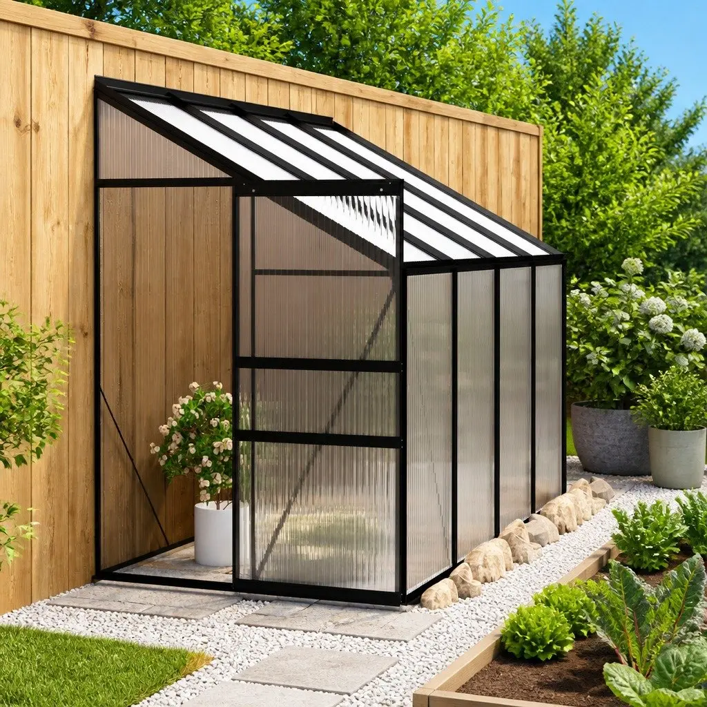 Greenhouse Aluminium Anthracite 5.24 m³ 3.17 m² Garden Plant Shelter PC Board Roof Vent