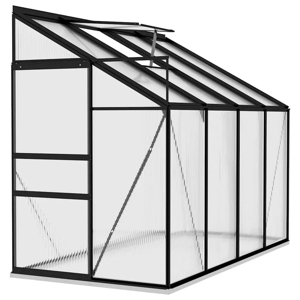 Greenhouse Aluminium Anthracite 5.24 m³ 3.17 m² Garden Plant Shelter PC Board Roof Vent