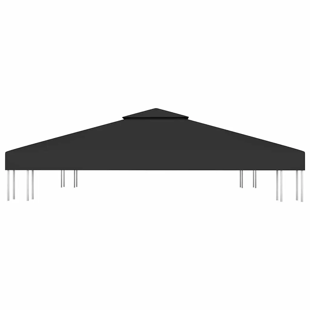 Gazebo Top Cover Polyester 3x3 m Black 2-Tier Waterproof Replacement Canopy