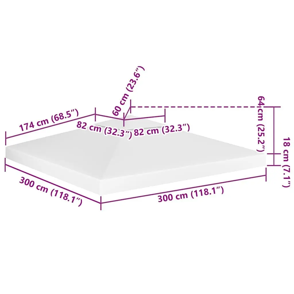 2-Tier Gazebo Replacement Cover 3x3m Waterproof