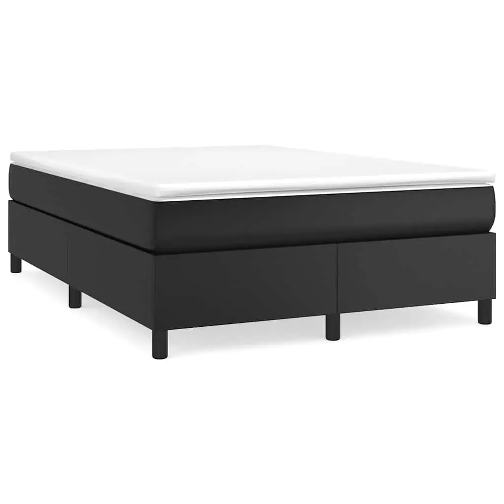 Box Spring Bed Frame in Black Faux Leather