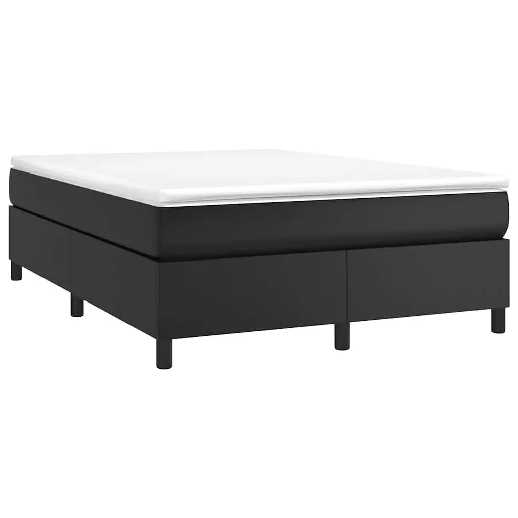 Box Spring Bed Frame in Black Faux Leather