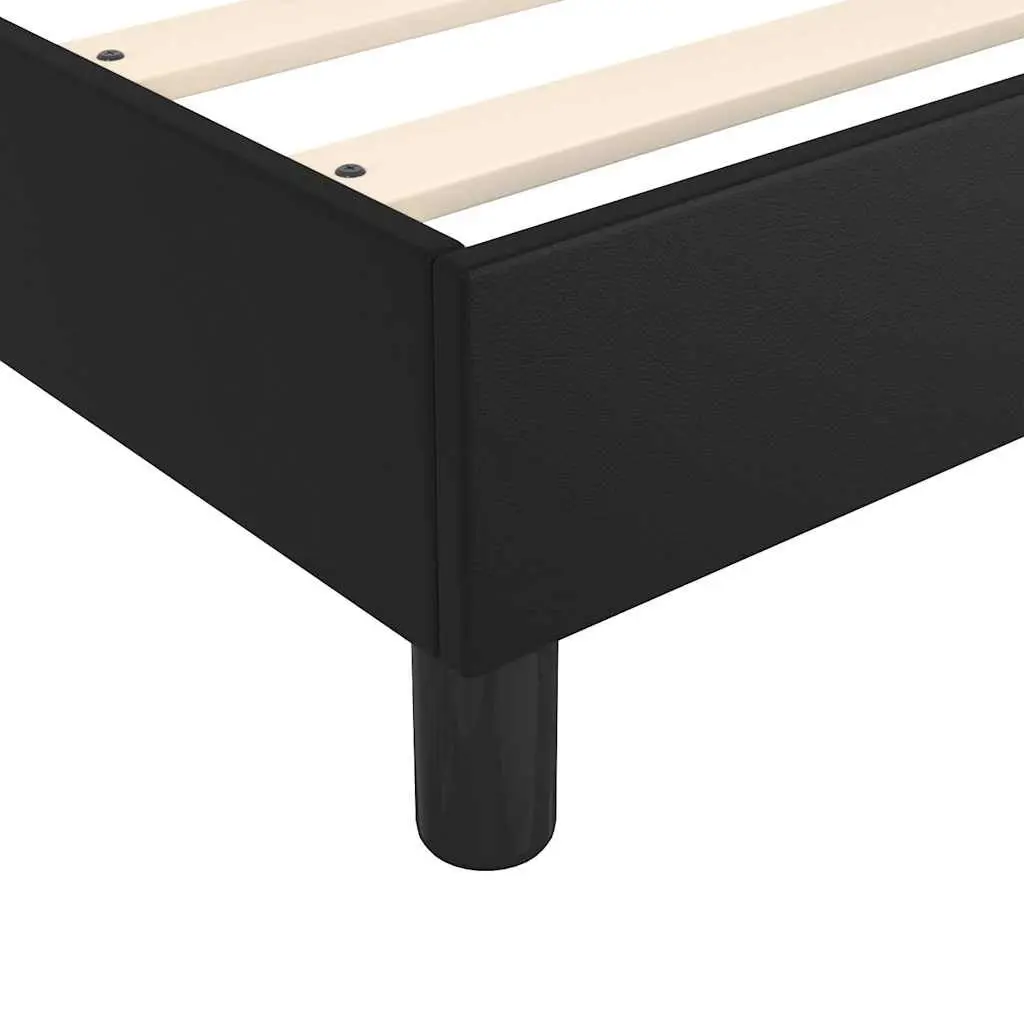 Box Spring Bed Frame in Black Faux Leather