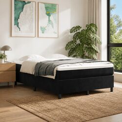 Premium Black Velvet Double Box Spring Bed Frame