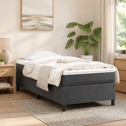 Grey Velvet King Single Box Spring Bed Frame for Ultimate Support