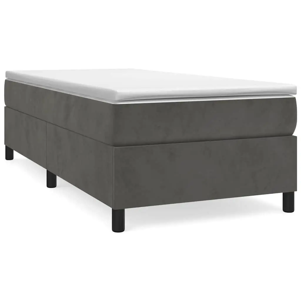 Box Spring Bed Frame King Single Dark Grey Velvet Bedroom Furniture