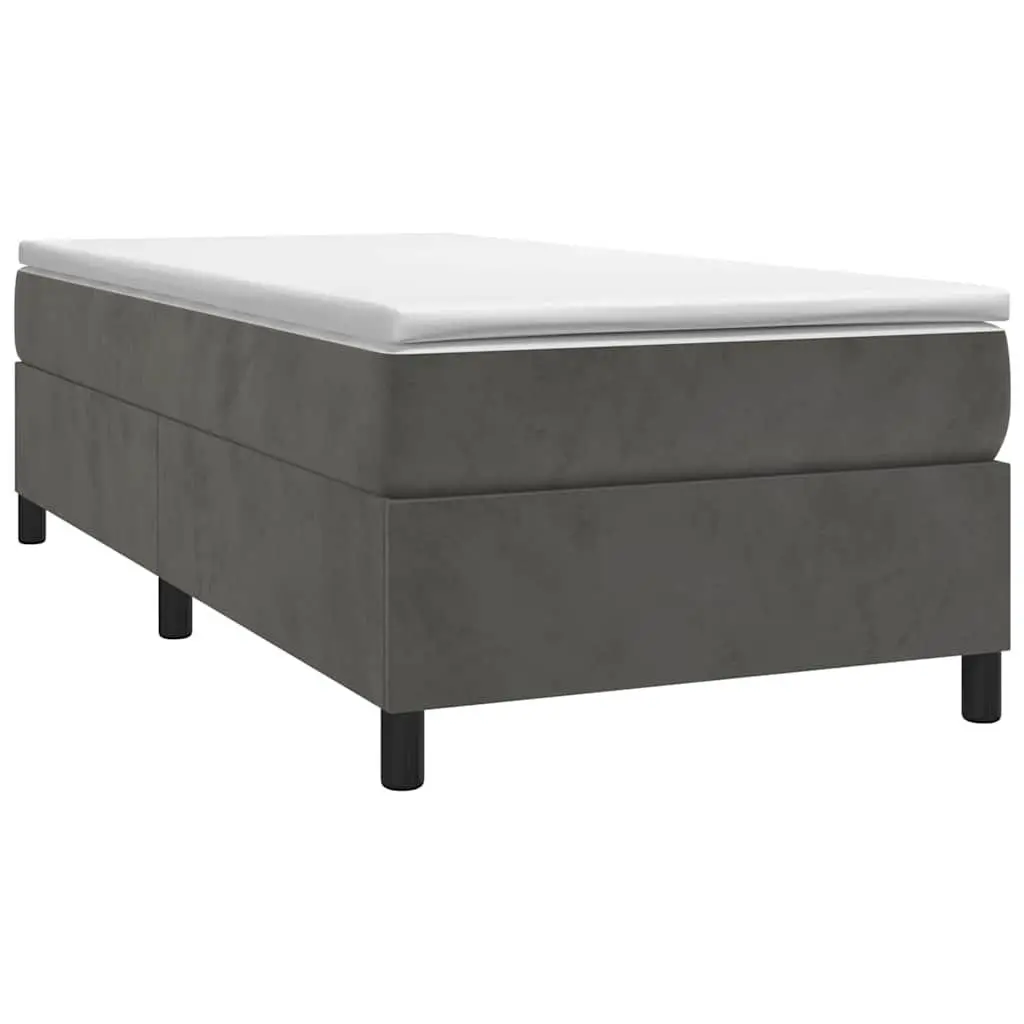 Box Spring Bed Frame King Single Dark Grey Velvet Bedroom Furniture