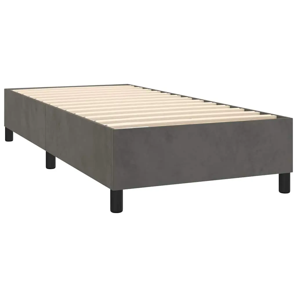 Box Spring Bed Frame King Single Dark Grey Velvet Bedroom Furniture