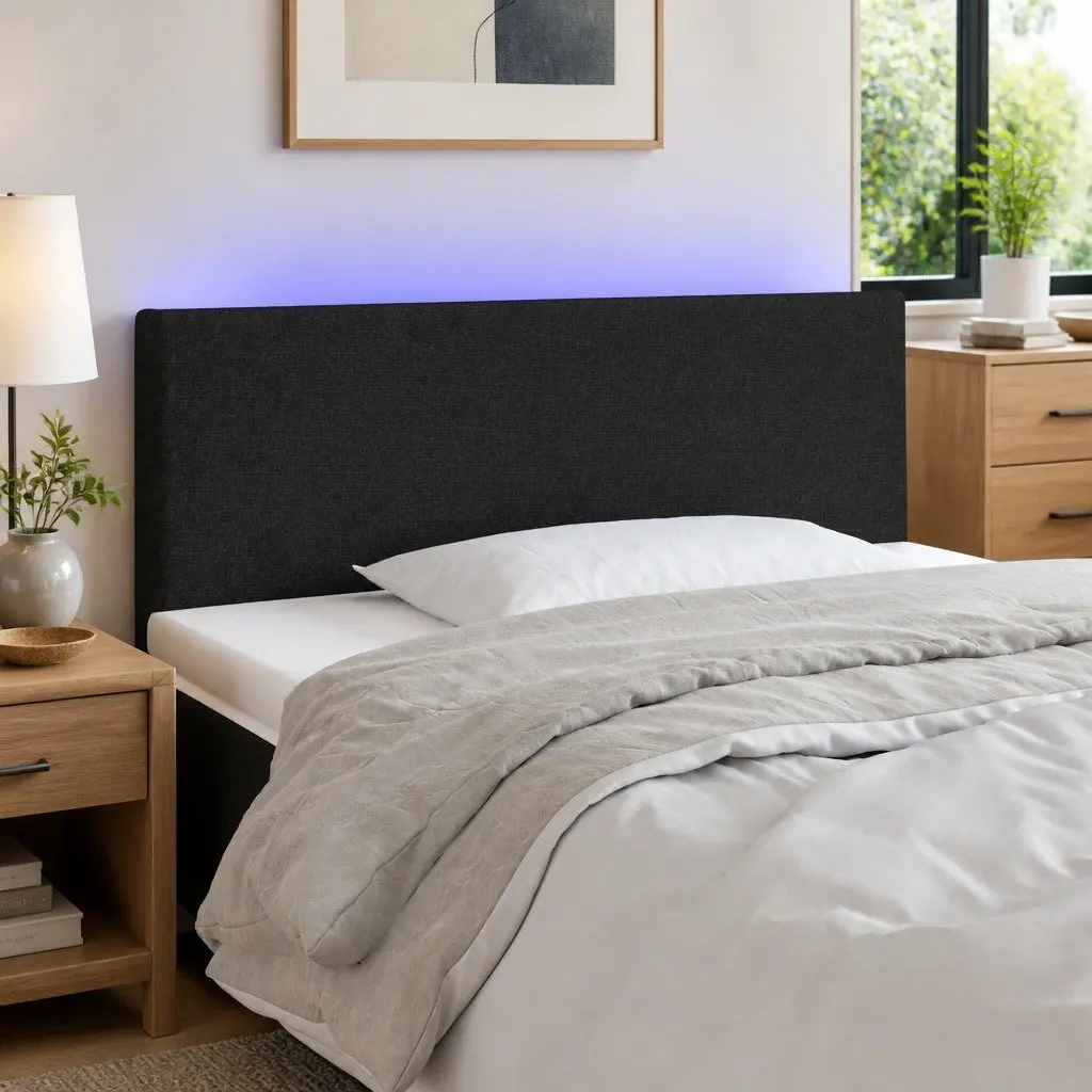 Adjustable LED Headboard 100cm Black Fabric for Modern Bedrooms