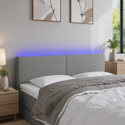 LED Headboard 144 cm Dark Grey Fabric Adjustable Height Bed Backrest