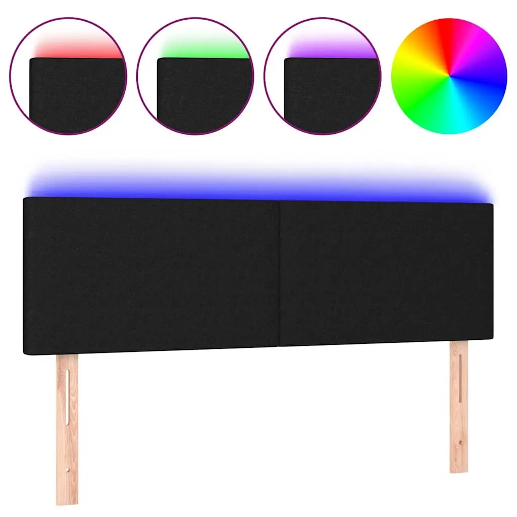 LED Headboard Black 144cm Wide Fabric Adjustable Height Bedroom Bed Backrest