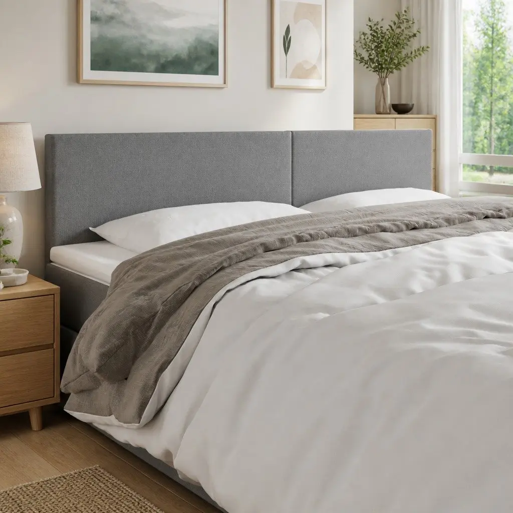 Grey Fabric LED Headboard 160 cm with Adjustable Height