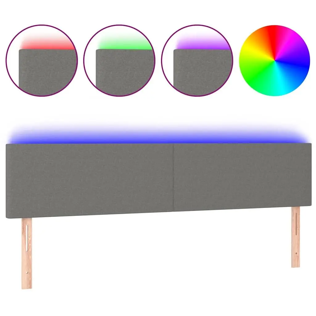 Grey Fabric LED Headboard 160 cm with Adjustable Height