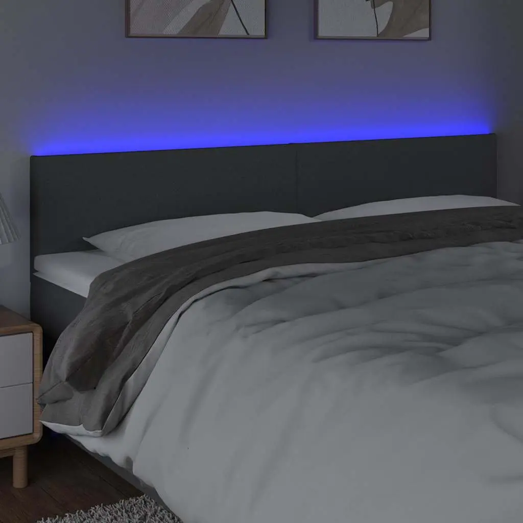 Grey Fabric LED Headboard 160 cm with Adjustable Height