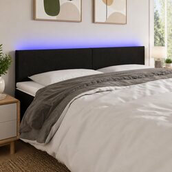 Stylish LED Headboard 160 cm Black Fabric Adjustable