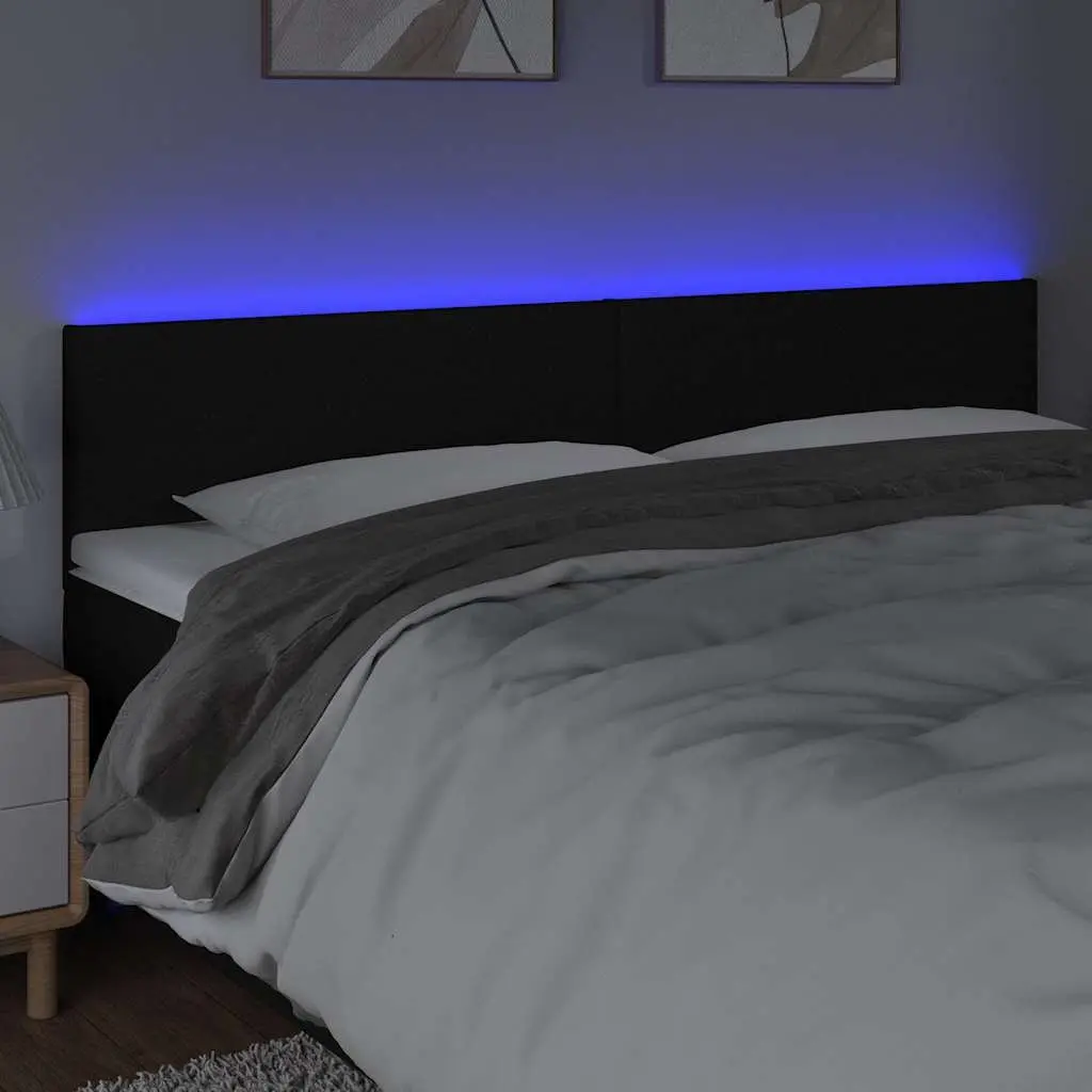 LED Headboard 160 cm Black Fabric Adjustable