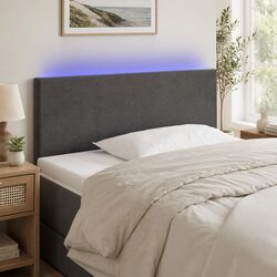 100 cm Grey Velvet Bed Frame with LED Headboard