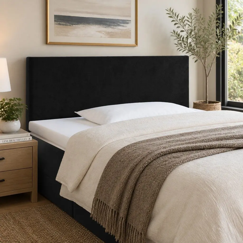 Black Velvet LED Headboard with Adjustable Lights