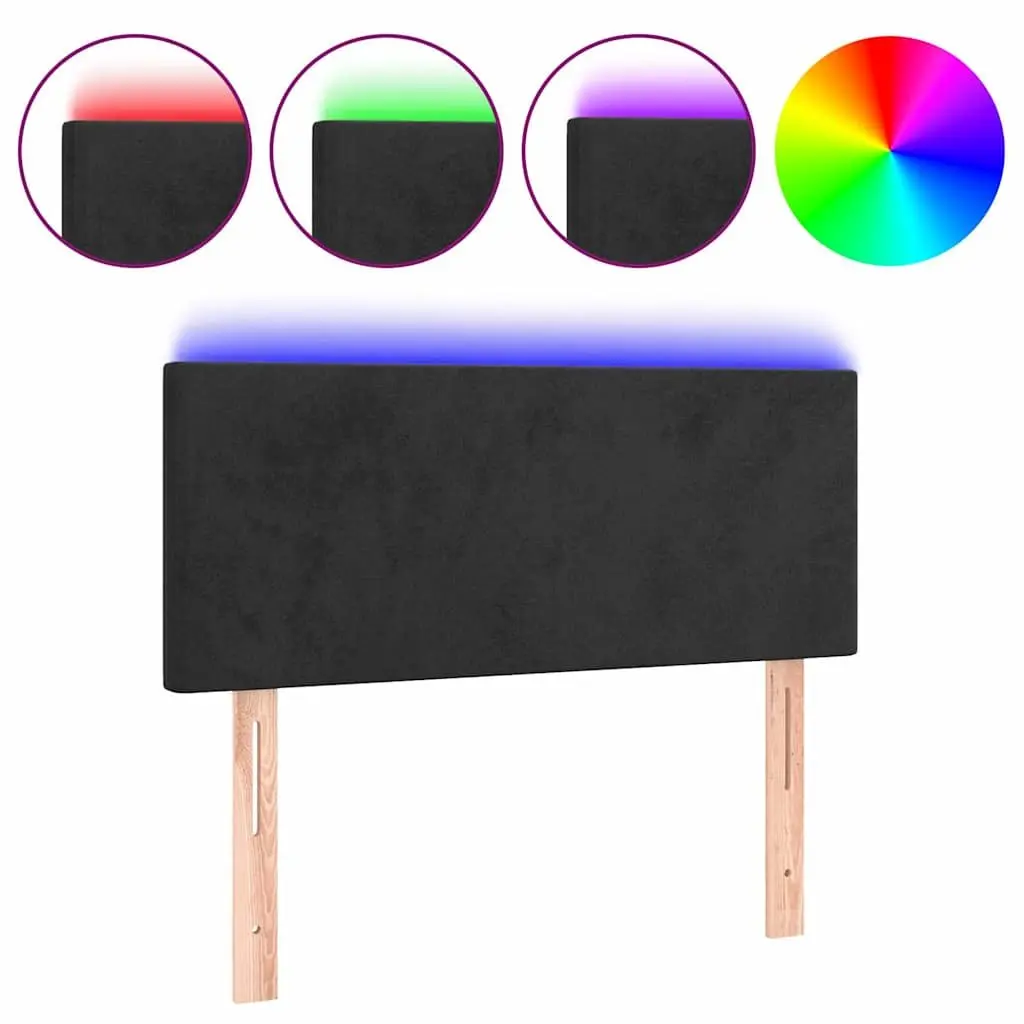 Black Velvet LED Headboard with Adjustable Lights
