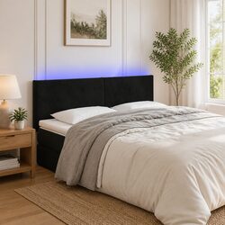 Stylish Black Velvet LED Headboard 144cm for Modern Bedrooms